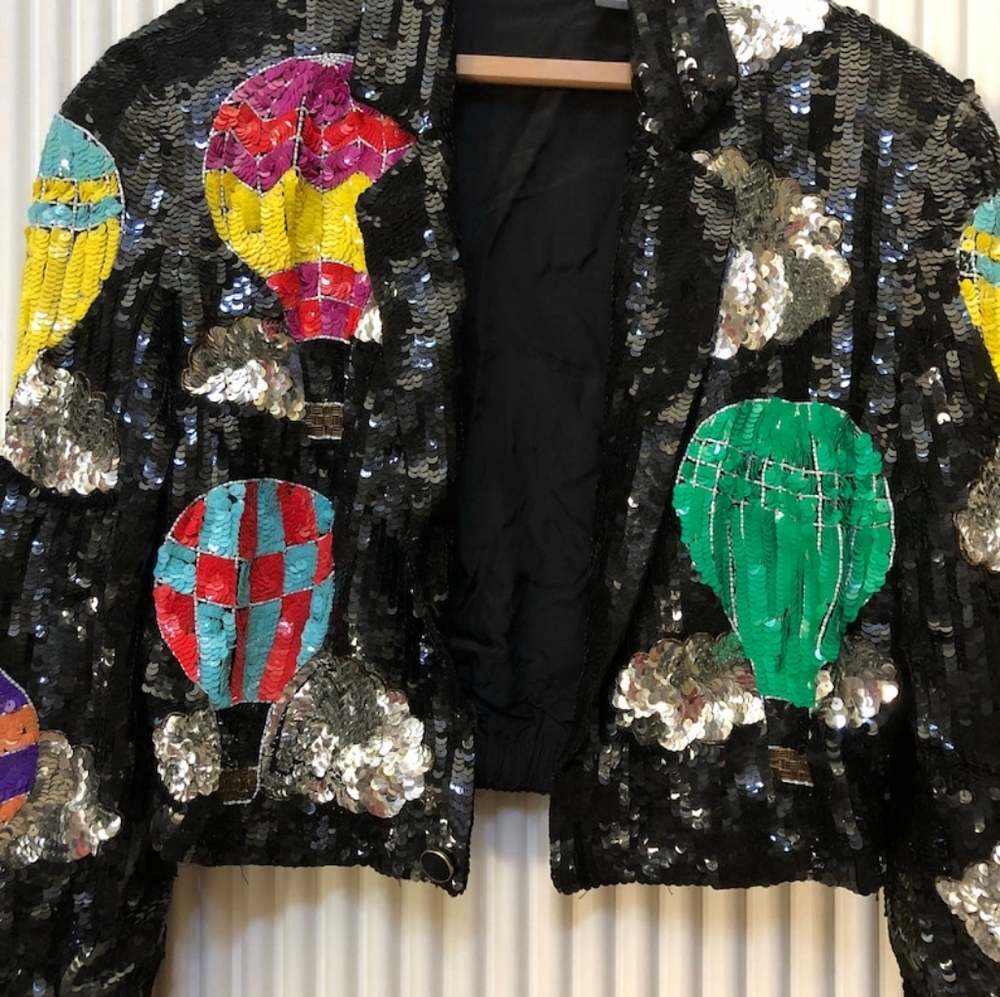 1970s Hot Air Balloon complete Sequined Waist cropped Blazer